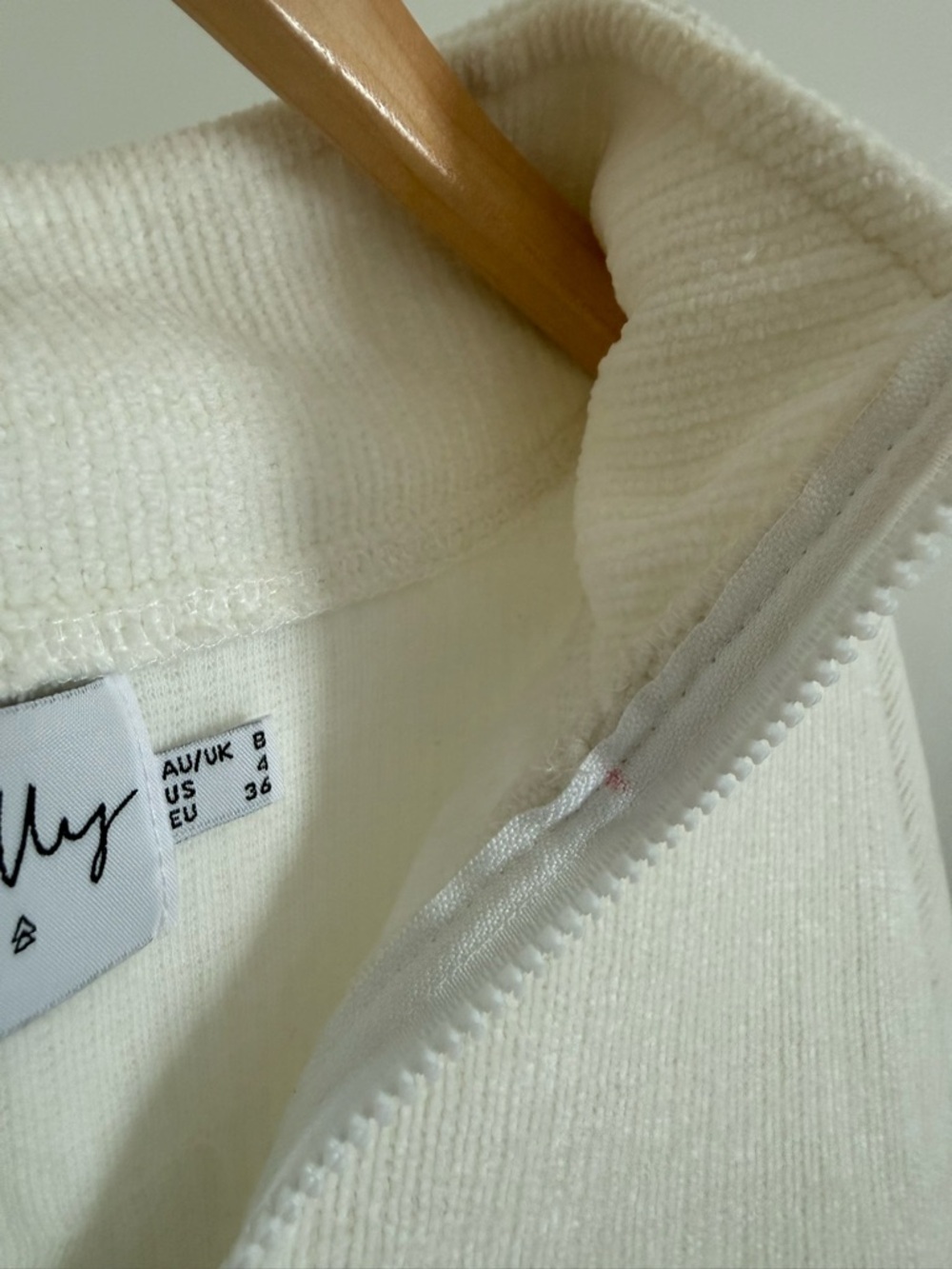 Princess Polly Cream Cropped Half-Zip Drawstring Sweatshirt - Picture 4 of 5